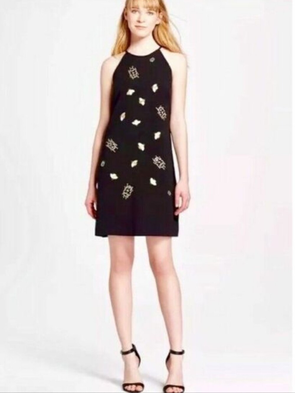 NWT Victoria Beckham For Target Embroidered Bug Halter Dress. Size L - Picture 3 of 14